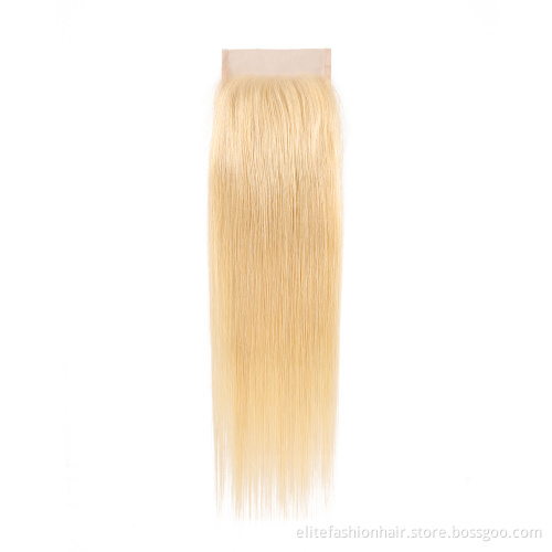 Virgin Brazilian Remy Human Hair Extension Straight Hair Blonde 4x4 lace Closure 613 Closure 4x4 Transparent HD Lace Closure